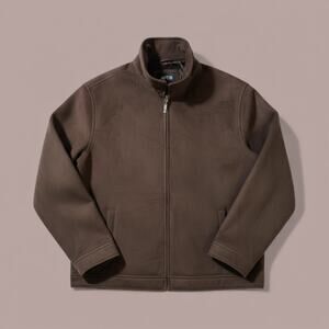 APT. 9 Mens Faux Suede Full Zip Coat Jacket Brown Size XL Faux Fur Lining Winter